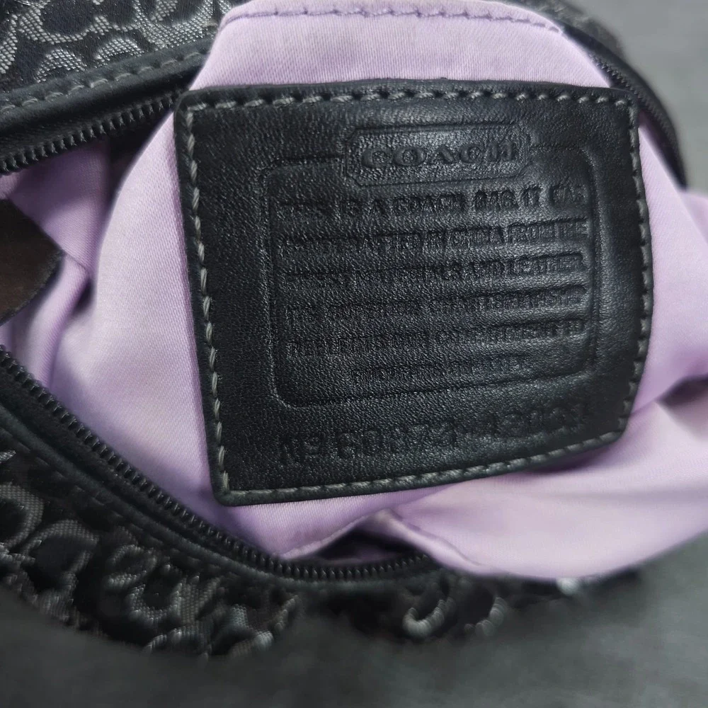 Coach Baguette Black Lurex C Pleated Op Art Signature Demi Hobo Bag Y2K